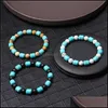 Bracelets à breloques Tube Turquoises Pierre Perles Bleu Charme Bracelet Pour Femmes Hommes Chanceux Énergie Bijoux Cadeaux Drop Delivery 2021 Bracelets Dhlba