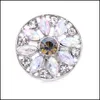 Charms Wholesale Crystal Sier Color Snap Button Women Charms Jewelry Findings Oval Rhinestone 18Mm Metal Snaps Buttons D Dhseller2010 Dhyrv