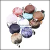 Encantos Hexágono Prisma Cruz Redonda Encantos de Piedra Natural Ojo de Tigre Cuarzo Collares Pendientes Accesorios Opal Azul Rosa Crys Dhseller2010 Dhl6P