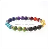 Fili di perline 7Chakra Colorf Perline di pietra naturale Bracciale di cristallo per le donne Braccialetti di corda intrecciata Reiki Yog spirituale Dhseller2010 Dh5B4