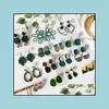 Charme Highend Green Boucles d'oreilles pour femmes Tempérament Rétro Dangle Girls Party Wedding Stud Bijoux Cadeau Drop Livraison 2021 Carshop2006 Dhwz9