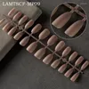 False Nails 24Pcs Matte Frosted Solid Color Short Wearable Full Cover Ballet Press On Coffin Fake Art