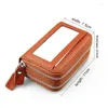 Porte-cartes Porte-cartes en cuir véritable Porte-cartes d'identité Double fermeture éclair pour S Paquet multi-cartes haute capacité Étui RIFD