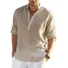 T-shirts pour hommes chemise à manches longues en lin pour hommes T-Shirt décontracté ample à manches longues coton lin chemise hauts grande taille 220905
