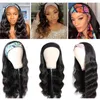 Headband Wig Human Hair Wigs for Black Women Body Wave Wet and Wavy Wigs Lace FrontWig Natural Color 150% Density