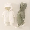 Down Coat Thick Warm Infant Baby Jumpsuit Hooded Inside Fleece Boy Girl Winter Autumn Overalls Children Outerwear Kids Snowsuit 20220906 E3