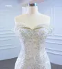 Brautkleid im Meerjungfrau-Stil, Spitze, schulterfrei, mit abnehmbarer Schleppe SM66945