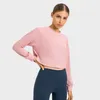 NWT LU-10 YOGA TOPS Women Sports Running Top Slim Long Sleeve Fited Fitness Clothes Training T-shirts Girl New Fashion Pink White