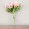 Faux blommor grönare rosa silk hortensia konstgjorda blommor brud bröllop näsduk blomma blommar rik pion falsk blomma vit hem dekoration j220906