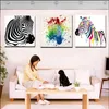 Painting HD Prints Abstract Zebra Colorful and Black Watercolour Oil on Canvas Art Wall Picture for Living Room Sofa Cuadros