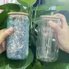 US Stock Clear Blank DIY 16oz sublimation Tubler Mug Soda Cola Cup Double mur Snow Globe Bire Glass