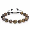 Trendiges 10 mm natürliches Tigerauge-Stein-Strang-Armband für Männer, verstellbares geflochtenes Perlenarmband, Herrenschmuck