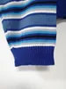 Свитера женских свитеров Clarissa Sweater Blue White Striped Негабаритная перемычка вышитая машетка.