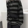 メンズTシャツharajuku特大のハイストリートストライプTシャツ長袖ビンテージスタイルオールマッチファッションユニセックス服日本語ストリートウェア220906