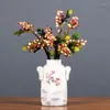 Decorative Flowers SimulatedPastoral Wild Cranberry Four Forked Simulation Small Fruit Branch Home Model House Flower