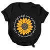 Women's T Shirts Women T-shirts Fashion Casual Sunflower Printing Round Neck Short Sleeve Tee Tops Summer Woman Clothes 2022