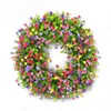 Couronnes de fleurs décoratives Guirlande colorée Couronne de printemps Porte Décor Simulation Fleurs Guirlande saisonnière Ornement pour intérieur extérieur Tenture murale T220905