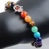 Natural LaBradoirte Palm Strands Armband 7 Chakra Energy Gem Stone Women Pärled Stretch Bangle Gift Jewelry BK328