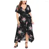 Casual Dresses 2022 Women Colthing For Summer Fashion Dress Sexy Street V Neck Short Sleeve Print Flowers