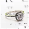 Clusterringen Originele Sier Color Round Sparkle Halo Ring For Women Resizable Wedding Engagement Pan Rings Drop1 811 R2 Drop YydhHome Dhdyx