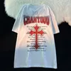 Erkek Tişörtleri Yaz Basit Retro Amerikan Hiphop Çapraz Kısa Kollu T-Shirt Erkekler Gevşek Gelgit markası Avrupa Yarı Tops Y2K