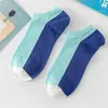 Meias masculinas 5 pares Summer homens algodão respirável confortável casual meias de tornozelo masculino estilo clássico de retalhos clássicos barco invisível