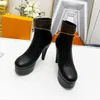 Afterglow Platform Ankle Boots Women 9.5cm High Heel Boot Fashion Back Zip Booties Black Brown Leather Lady Wedding Casual