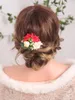 Coiffes Accessoires De Cheveux De Mariage Chic Rouge Rose Fleur Clip Bois Banquet Fête Décoration Pour Femmes Ou Fille