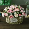 Faux Floral Greenery 10Heads1 Bündel Seidenteerosen Brautstrauß für Weihnachten Zuhause Hochzeit Neujahr Dekoration Gefälschte Pflanzen Künstliche Blumen J220906