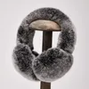 Heren Real Rex Rabbit Fur Ear Muffs Earflaps Winter Warm Earcover WinProof Black