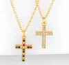 Smyckeshalsband hängsmycken Cross Chain Halsband Zirkonia smycken kubisk kristall cz mode charm j54s