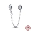 925 Sterling Silver Dangle Charm Femmes Perles Haute Qualité Bijoux Cadeau En Gros Clip De Fixation Coeur Étoile Chaîne De Sécurité Perle Fit Pandora Bracelet DIY