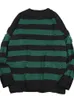 Женские свитеры полосатые женские женские панк -унисекс -свитер осенний лостовый вывод сломанный джампер свободный негабаритный пултуверс -уличная одежда 220906