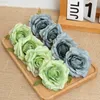 Faux Floral Greenery 10Pcs White Silk Artificial Rose Flower Heads Scrapbooking For Home Wedding Birthday Cake Decoration Fake Flower High Quality J220906