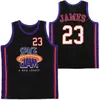 College Wears 2022 Hommes SPACE JAM NEW LEGACY Movie #1 BUGS #23 JAMES Maillots de basket-ball cousus noir blanc taille S-XXL