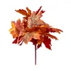 Fleurs décoratives artificielles pour mariage, accessoires de décoration pour Thanksgiving, Halloween, plantes, fausses feuilles