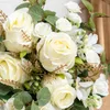 Faux floreale verde bella rosa fiori di seta artificiale peonia eucalipto casa festa da sposa decorazione di nozze bouquet autunno falso di alta qualità J220906