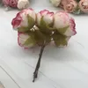 가짜 꽃 녹지 6 조각 시뮬레이션 DIY GUIRLANDE 숲 머리 장식 유럽 차 버튼 뜨거운 랜드 레트로 로즈 실크 꽃 새싹 장식 소재 J220906