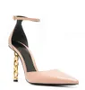 Sandali con lucchetto di lusso estivi Scarpe Slingback Donna Tomfords Décolleté a punta in pelle nuda Tacco a catena color oro Punta a punta Sandali sexy da donna EU35-43