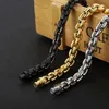 316L Rostfritt stål smycken Boxkedjor Män kvinnor Nödvändiga armband Högpolerad Hip Hop 8mm O Chain Gold Black Steel 21,5 cm