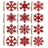 Commercio all'ingrosso Buffalo Plaid Ornamenti natalizi in legno con fiocchi di neve Fiocchi di neve Fette di legno Artigianato per decorazioni natalizie artigianali fai-da-te