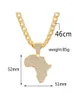 Pendentif Colliers 2022 Mode Micro Pave Cristaux Afrique Carte Collier Ras Du Cou Pour Femmes Hommes Hip Hop Accessoires Bijoux Chaîne Cubaine