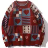 Maglioni da uomo Maglione vintage Uomo Hip Hop Streetwear Harajuku Retro stile giapponese Amore maglione lavorato a maglia Coppie Autunno Pullover in cotone 220906