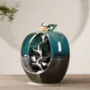 Fragrance Lamps Ceramics Green Backflow Incense Burner Apple Shape Aroma Home Craft Decoration Holder Waterfall