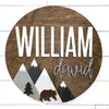 Decoração de festa Sinais personalizados de nome personalizado de madeira com texto Vintage Sign Nursery Decoração de parede de madeira Acessórios domésticos urso
