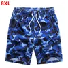 Shorts Masculino Esportes de Verão Tamanho Grande Solto Casual Secagem Rápida Praia Camuflagem Trend Board 8XL 7XL 6XL