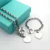 Bracelet de luxe Designer Sterling Silver Heart Bracelet Ajouter Collier Ensemble Forme Originale Mode Classique Femmes Bijoux Cadeau avec Boîte