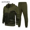 Mens rastreados de cenas militar calças de pista de traje de traje de alcance de 2 peças de 2 peças Man Camouflage Mens Sets Spring Autumn Sweatsuit tático masculino UE tamanho 220906