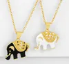 Collane di gioielli pendenti con guscio di elefante bianco nero o collana a catena zirconia gioiello cubico cristallo cz fascino di moda g24ga