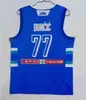 Wskt College Wears 2021 Man Luka 77 Jersey Slovenia Basketball Blue White Sticthed 7 Doncic Euroleague Champion Shirts Size S-XXL